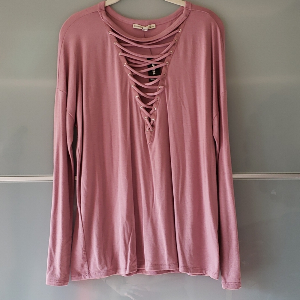 Express Lace up detail long sleeve